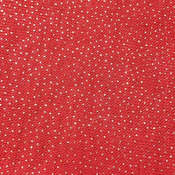 💖 Sparkle Red Small/Medium Gold Knit Turtleneck Glimmer Tie Back Top, Layering - Picture 5 of 15